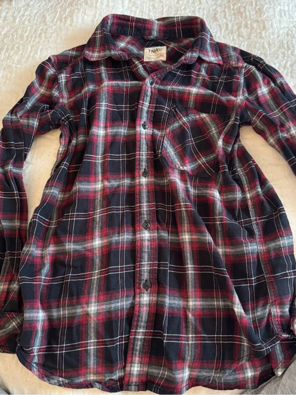 TNA Red and Black Plaid Button-Down Shirt